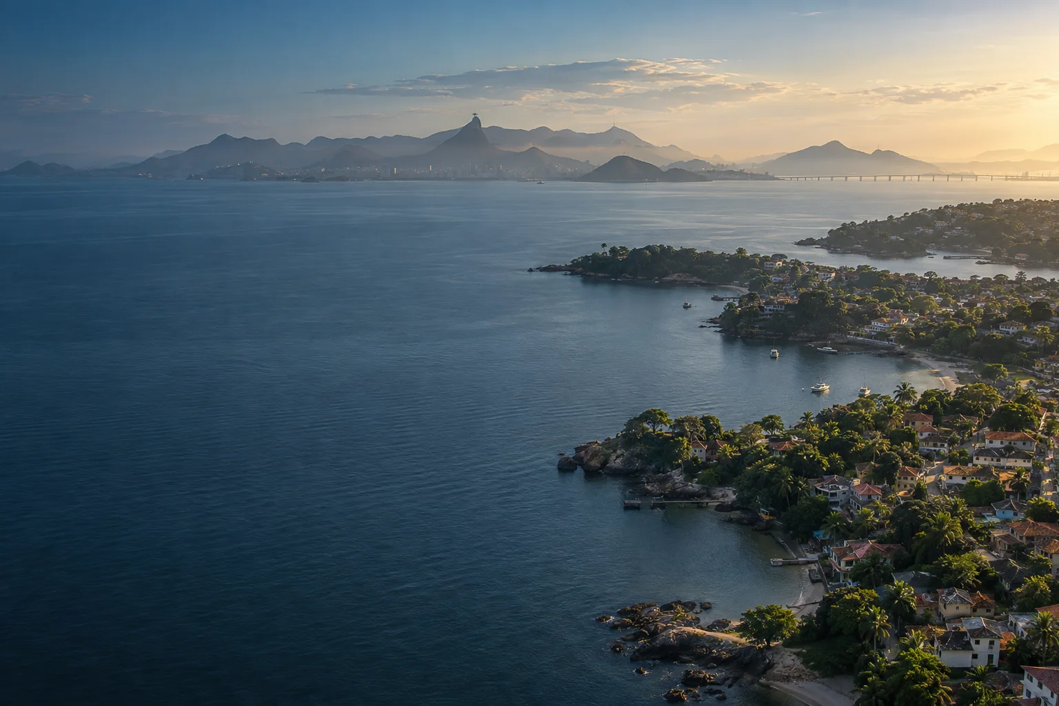 Vista panorâmica ilustrativa de uma região costeira